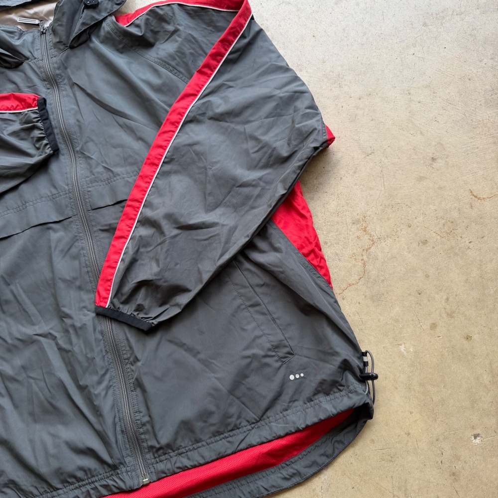 Prospirit Windbreaker Jacket Mens L Gray Red Full Zip Hooded Sporty Athleisure - Picture 10 of 11